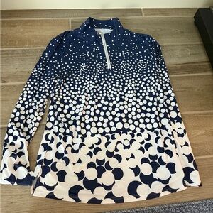 Navy and White Polka Dot Women's Top